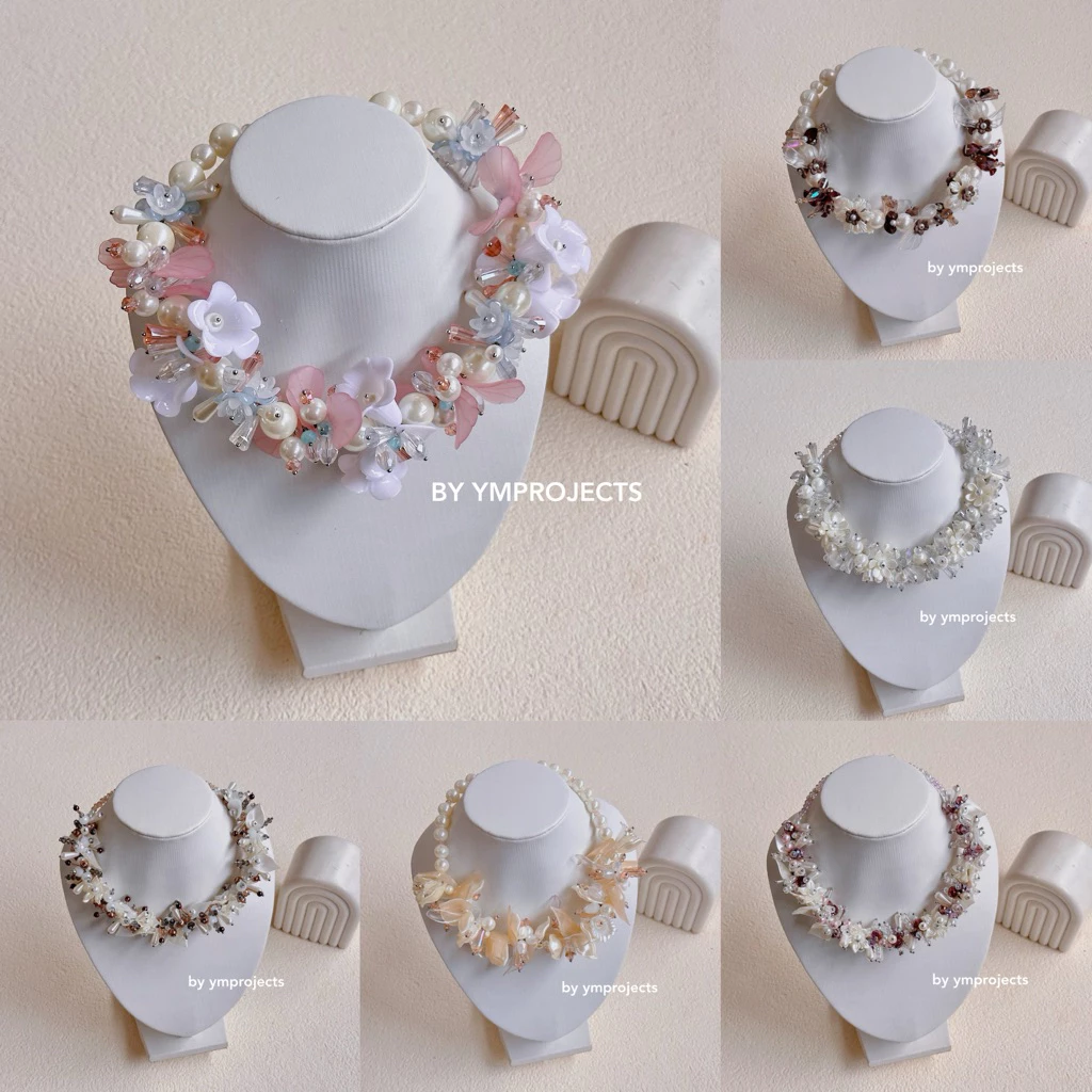 YMPROJECTS PREMIUM CRYSTAL BEADS NECKLACE - KALUNG DAILY HIJAB FASHION HANDMADE LAYER CHOKER KOREAN NECKLACE