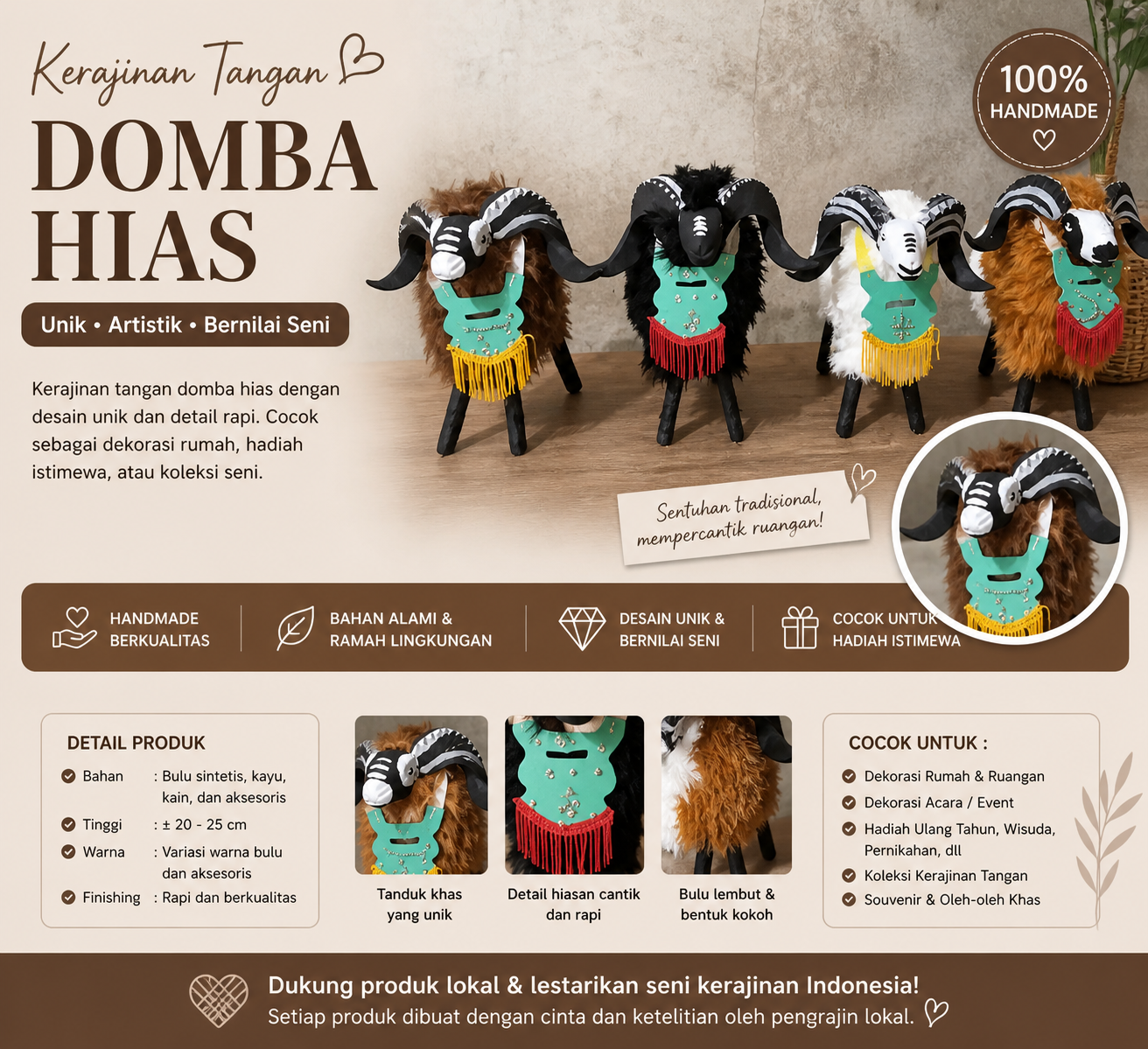 Hiasan Domba Garut Heubeul Woodcraft